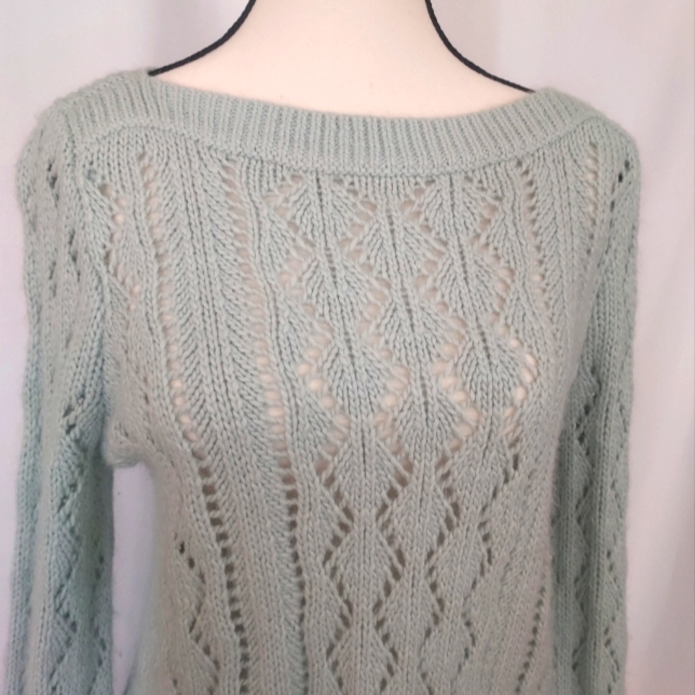 Loft Soft Green Loose Knit Fall Sweater Size M